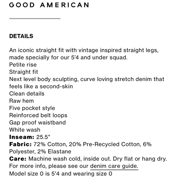 Authentic Good American White Straight Exposed Button-fly Raw Hem Petite Jeans - Picture 7 of 7